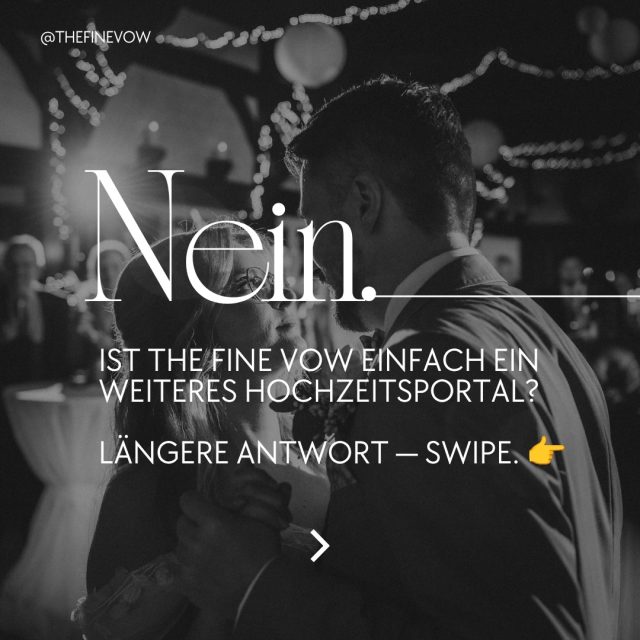 Ist The Fine Vow einfach ein weiteres Hochzeitsportal?
Ich werd das manchmal gefragt. Und ich versteh die Frage. 🙃
Swipe — dann weißt du, warum die Antwort Nein ist.
____________________________________________
✦ The Fine Vow · Exceptional Wedding Makers
Handverlesene Hochzeitsdienstleister*innen — kuratiert, persönlich geprüft, außergewöhnlich gut.
Für Paare, die das Beste wollen.
Für Maker*innen, die genau das liefern.
📷 Fotocredit: Ann-Christin Wegmann Fotografie / @annchristin.wegmann.fotografie
✍️ Text & Kuration: The Fine Vow · @thefinevow
🔗 Mehr entdecken: thefinevow.com